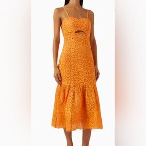 MINKPINK Huxton Midi Dress NWT - Orange Eyelet Midi Dress
